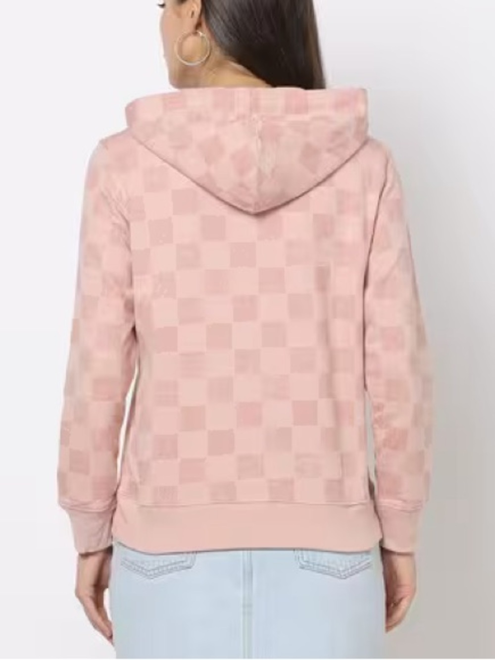 GAP Women’s Pink Checkerboard Spellout Pullover Hoodie Sweatshirt Large NWT CC - Picture 3 of 13